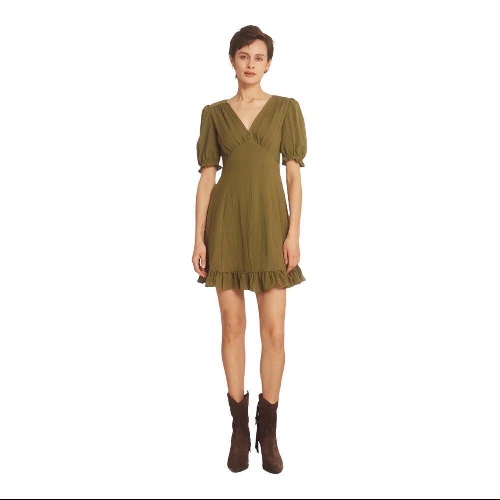NWT Lait Olive Carine Urban Cottagecore Boho Mini Dress Size S